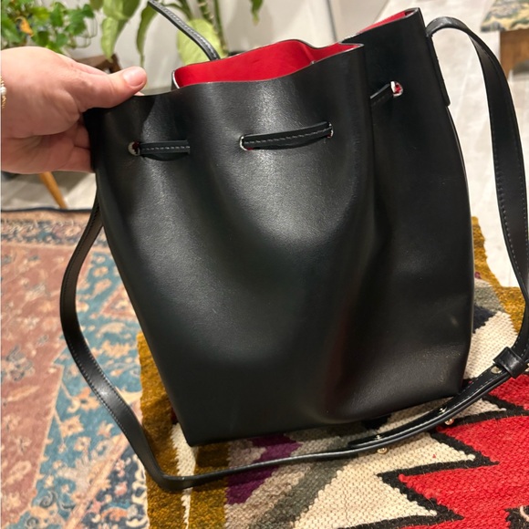 Mansur Gavriel Black Bucket Bag Red Interior + Pouch | Like New